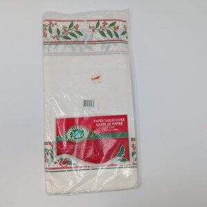 NEW VTG Tye Sil Plus Collection Holly Berries Berry Paper Tablecloth Cover Table